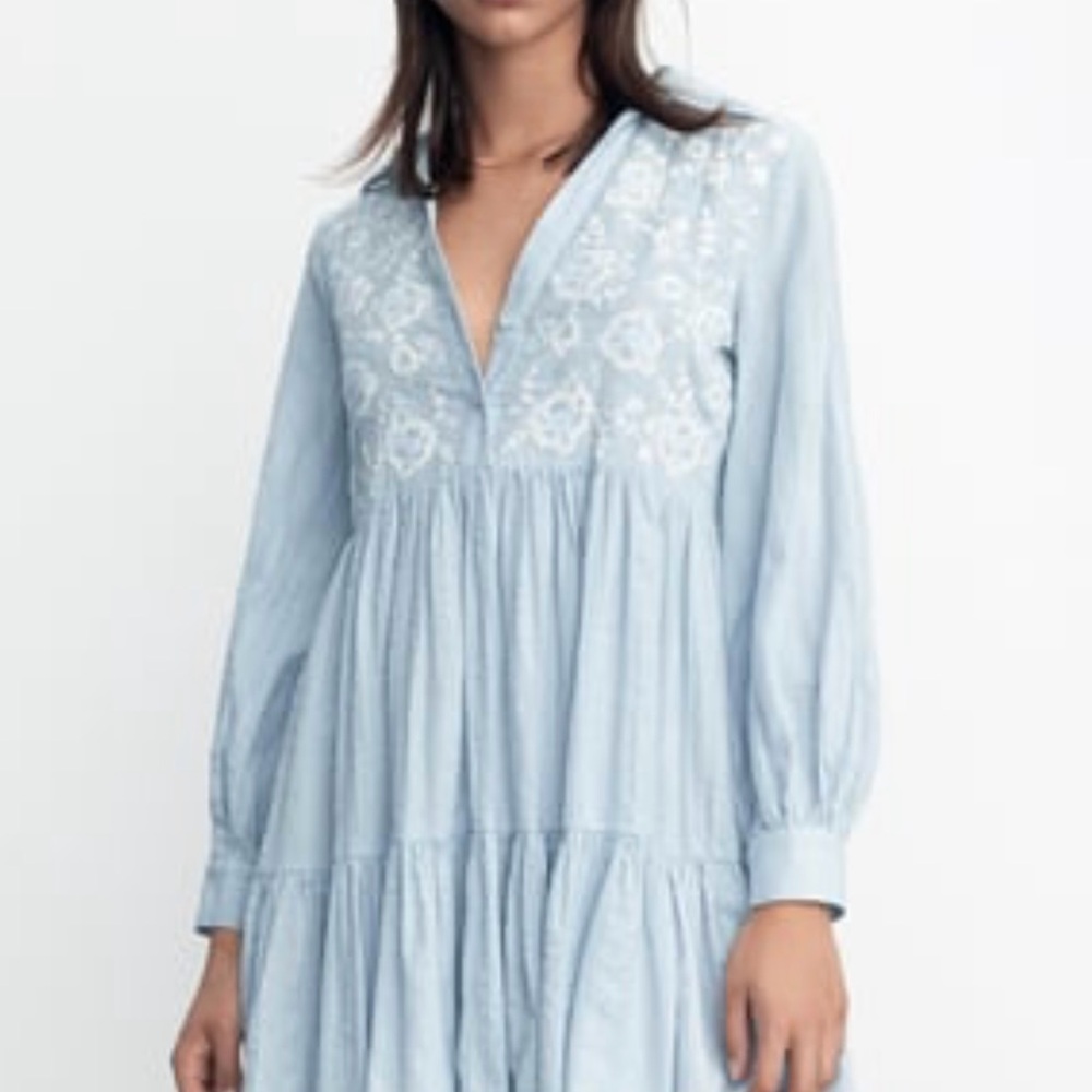 Zara Light Blue collard dress